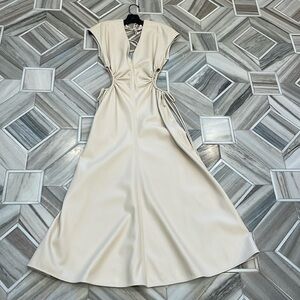 ALC Syna vegan leather ivory midi dress